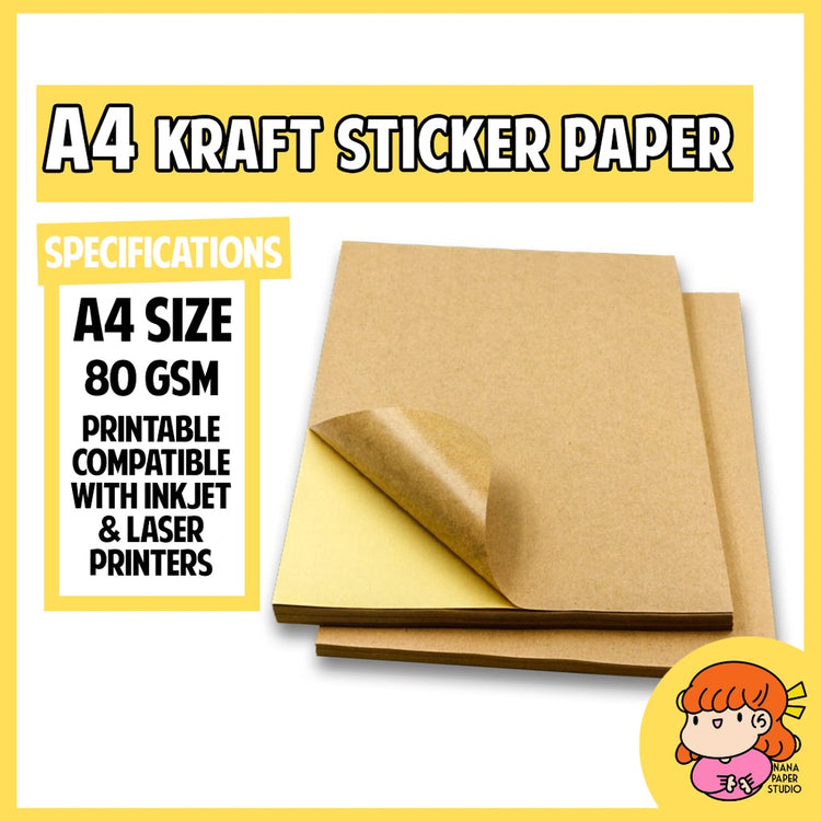 🇸🇬A4 Kraft Brown Sticker Paper Printable Inkjet Laser Printer nanapaperstudio