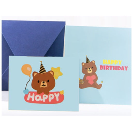 🇸🇬3D POP Out Bear Happy Birthday Greeting Card with Glitter Envelope 1PC nanapaperstudio