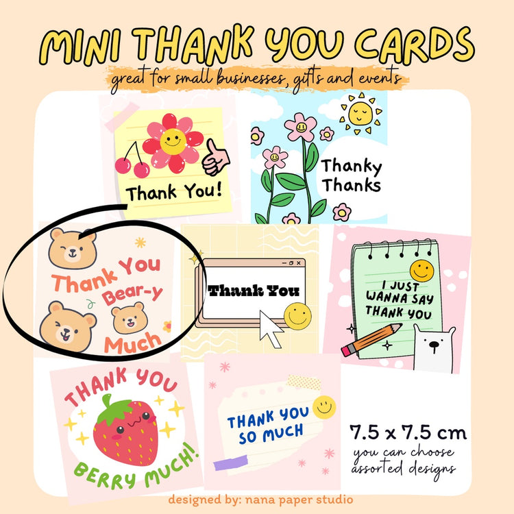 🇸🇬 Mini Thank You Cards Fun Modern Cute Teacher Appreciation Designs 1 PC