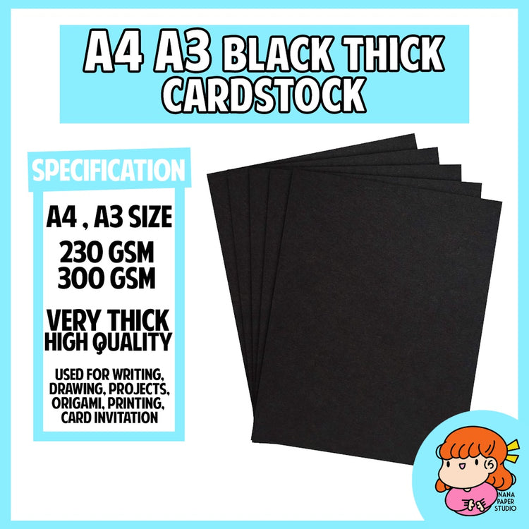 🇸🇬 A4 A3 A5 Thick Black Cardstock High Quality Board