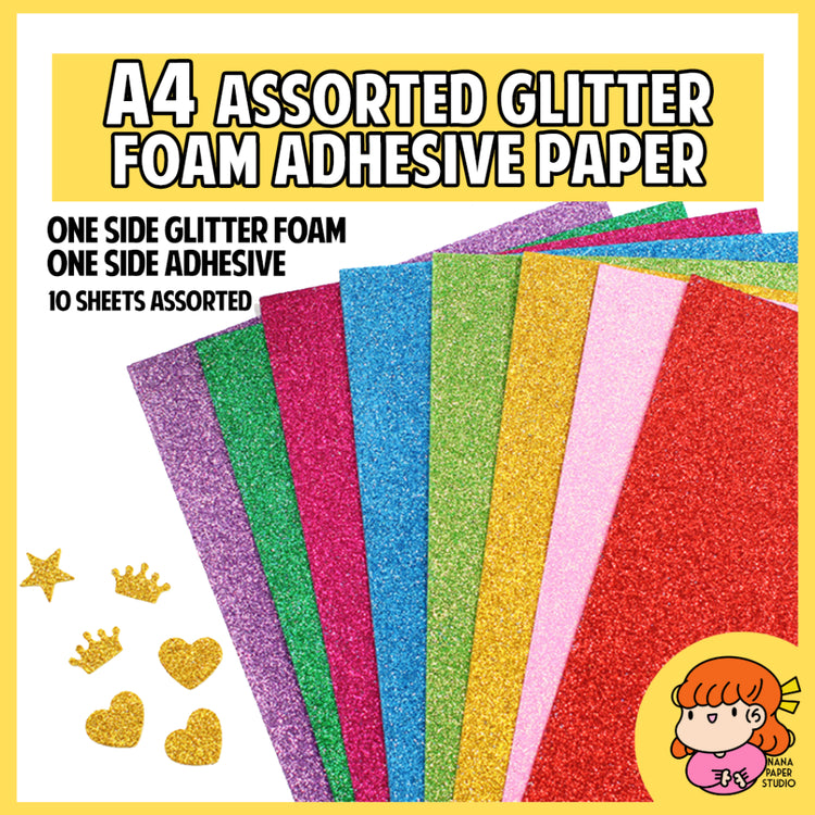 🇸🇬 A4 Assorted Glitter EVA Foam Adhesive Sticker Paper 10 PCS