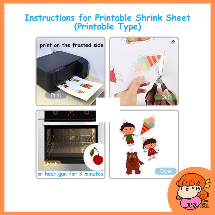 🇸🇬 Printable Shrinky Shrink Sheets Film Paper 1 PC