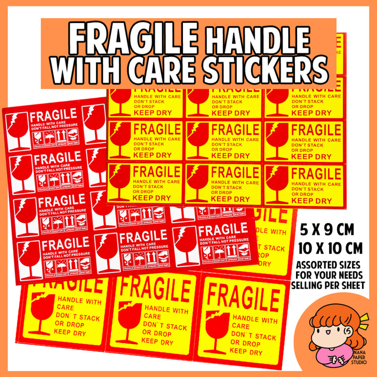 🇸🇬 Fragile Handle With Care Stickers for Parcel Packaging Box Supplies Nana Paper Studio