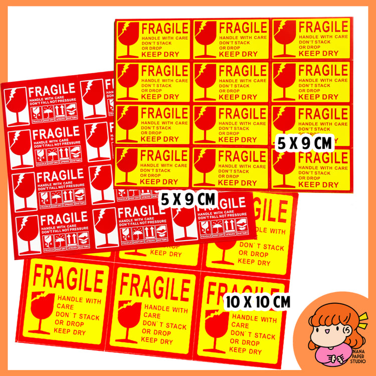 🇸🇬 Fragile Handle With Care Stickers for Parcel Packaging Box Supplies Nana Paper Studio