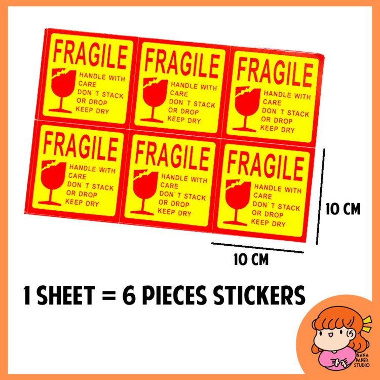 🇸🇬 Fragile Handle With Care Stickers for Parcel Packaging Box Supplies Nana Paper Studio