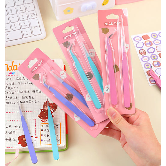 🇸🇬 2 Pieces Tweezers for Scrapbooking Cold Laminate Toploader Stickers