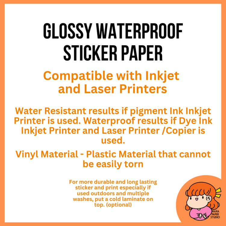 🇸🇬 Sticker Paper A4 Size Waterproof Vinyl Glossy Matte Adhesive FREE NORMAL MAIL nana paper studio