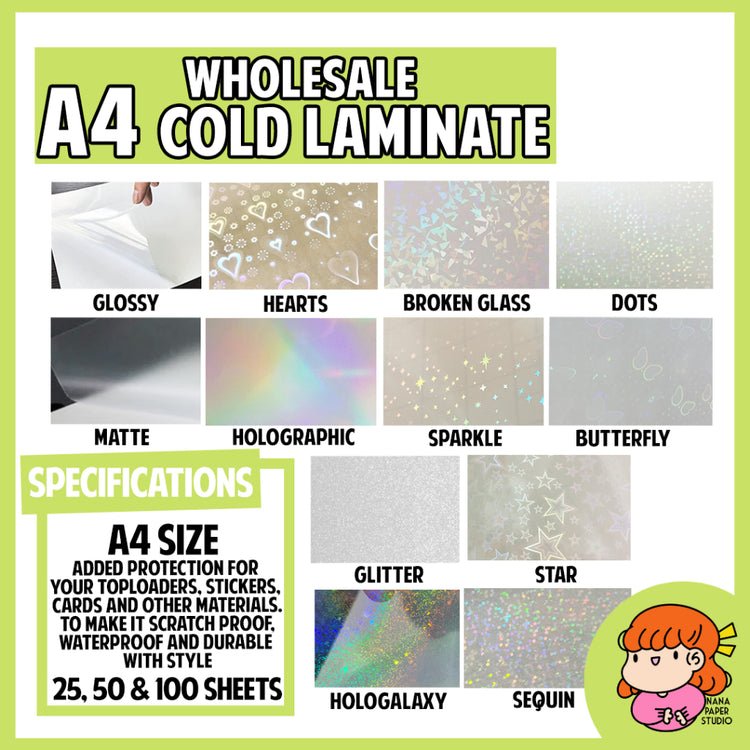 🇸🇬WHOLESALE Cold Laminate Photo Top Protective Sheets Glossy Matte Glitter Sparkle nanapaperstudio