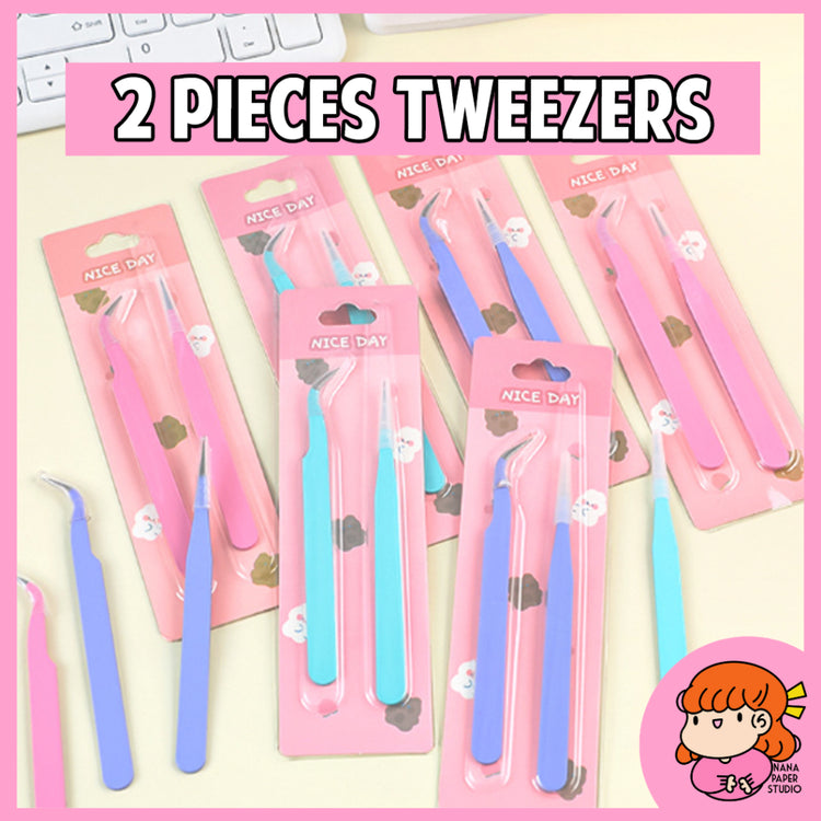 🇸🇬 2 Pieces Tweezers for Scrapbooking Cold Laminate Toploader Stickers