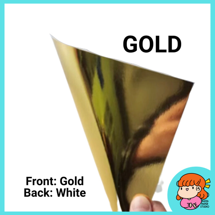 🇸🇬 A4 Metallic Gold Silver Holographic Iridescent Cardstock for DIY Cake Topper Name Projects Parties Events