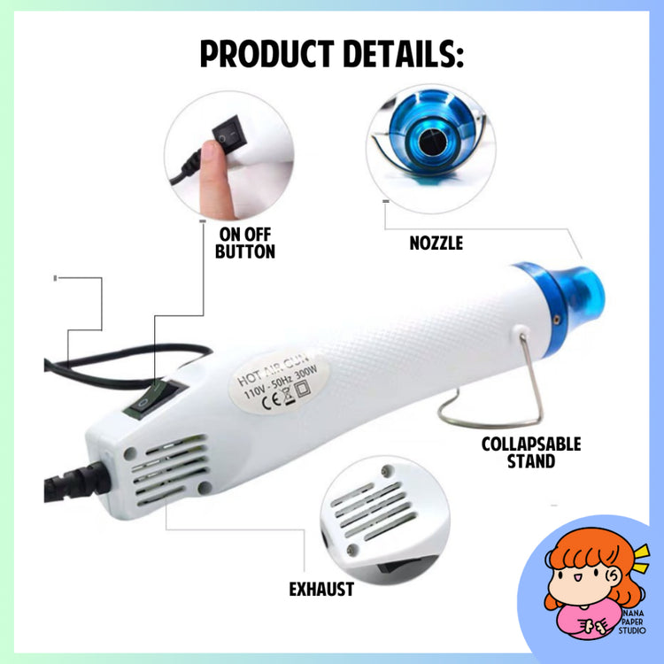 🇸🇬 Portable Heat Gun EU Plug for Shrink Sheets Clay Wax Seals Projects Nana Paper Studio