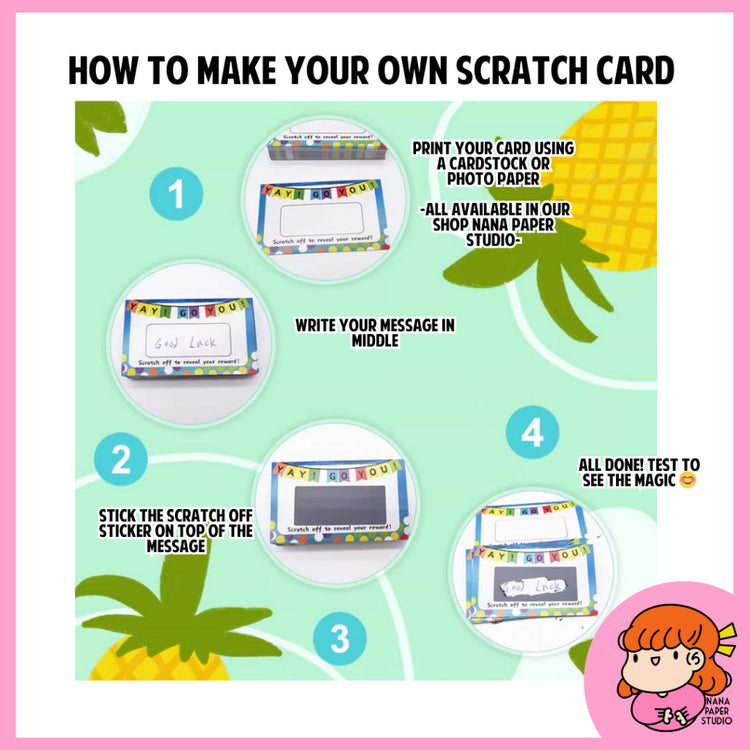 🇸🇬 DIY Scratch Off Sticker Labels for Lucky Draw Card Greeting Card Surprise Gift Nana Paper Studio