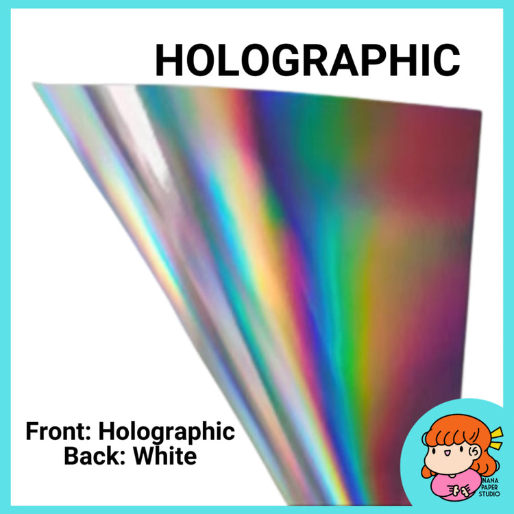 🇸🇬 A4 Metallic Gold Silver Holographic Iridescent Cardstock for DIY Cake Topper Name Projects Parties Events