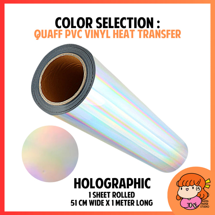 QUAFF KOREA Metallic Holographis Heat Transfer Vinyl Decal 1 METER for T shirts Mugs Nana Paper Studio