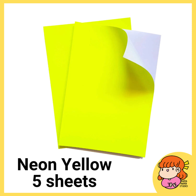 🇸🇬A4 Neon Fluorescent Printable Adhesive Sticker Papers