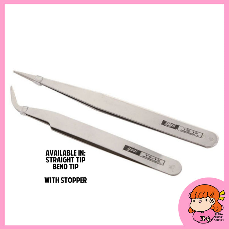 🇸🇬 Metal Tweezers Straight Bend Tip for Arts and Craft Nail Stickers Nana Paper Studio