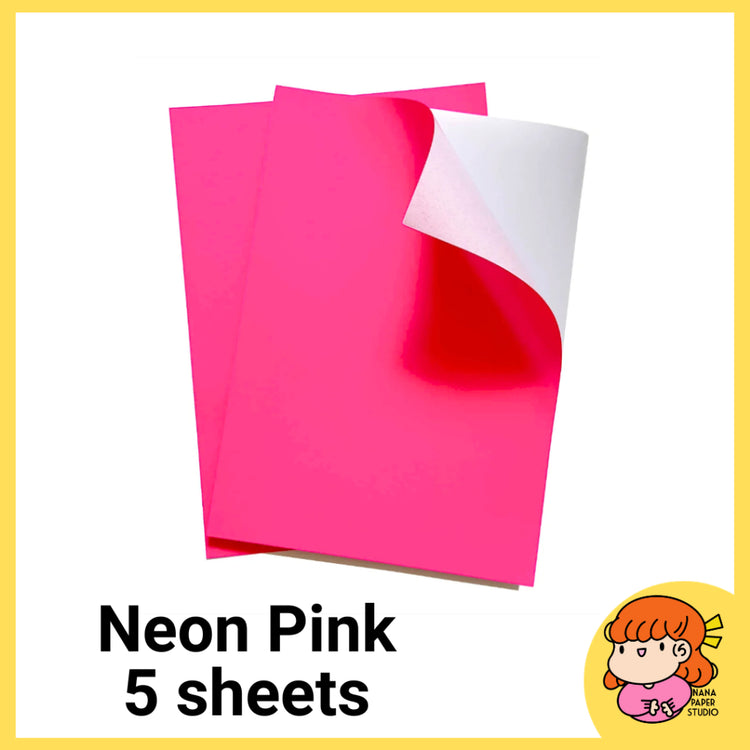 🇸🇬A4 Neon Fluorescent Printable Adhesive Sticker Papers