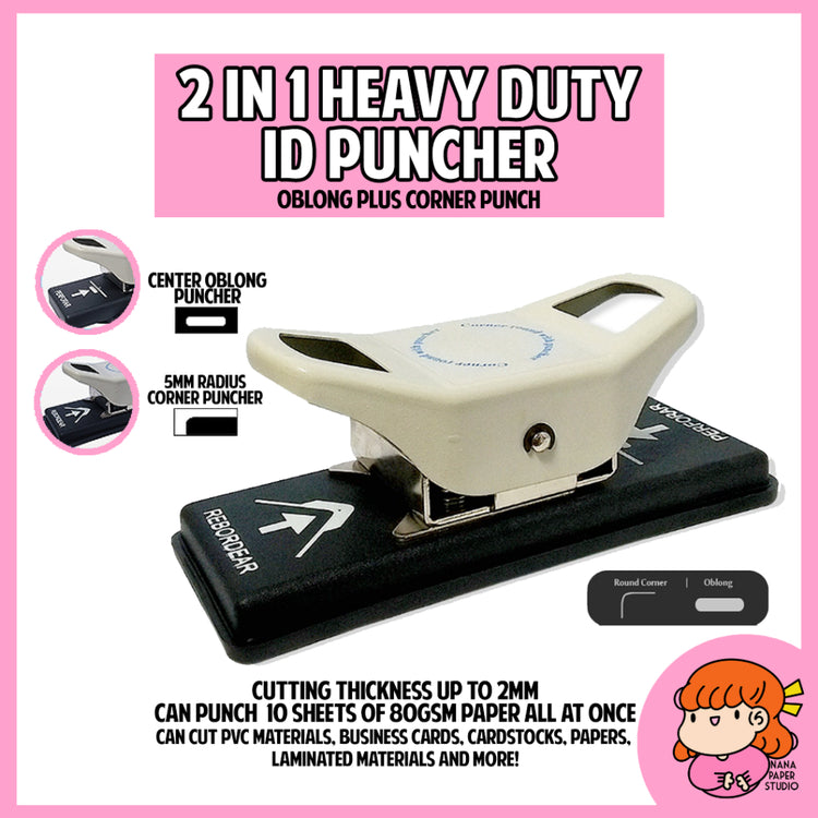 🇸🇬 2 in 1 Heavy Duty ID Card Puncher Corner Cutter for Thick Materials Nana Paper Studio