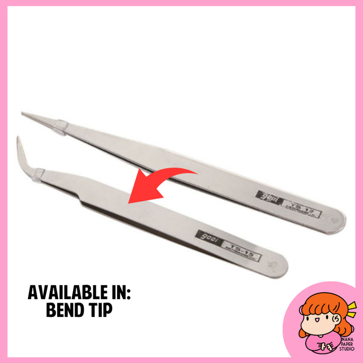 🇸🇬 Metal Tweezers Straight Bend Tip for Arts and Craft Nail Stickers Nana Paper Studio