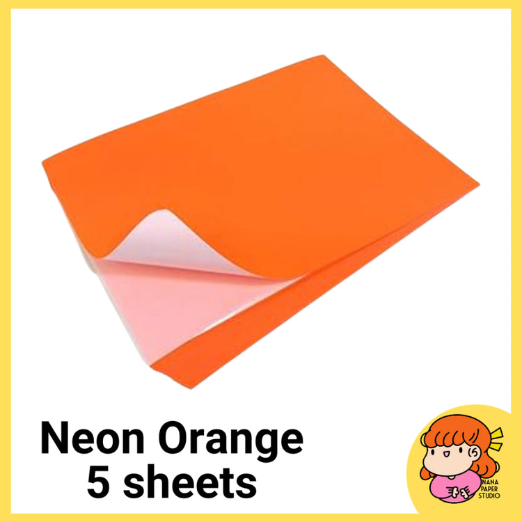 🇸🇬A4 Neon Fluorescent Printable Adhesive Sticker Papers