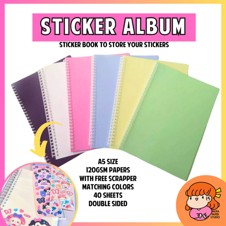 🇸🇬 A5 Blank Sticker Book Album Collection for Stickers Storage Collection 40 Pages Nana Paper Studio