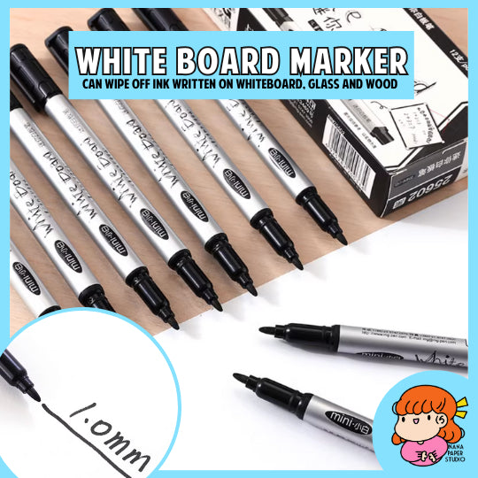 🇸🇬 Whiteboard Marker - Erasable in Glass Board Wood 1.0 MM Tip Thin Pen