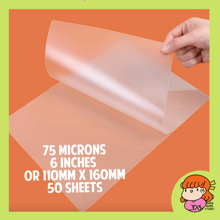 🇸🇬 A4 6 Inches Hot Laminating Film Laminate Pouch for Machine Project Thick 50 Sheets