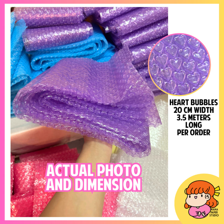 🇸🇬 Assorted Color Heart Bubbles Bubble Wrap Smaller Quantity Pink Purple Green Yellow Blue Nana Paper Studio 1 PC