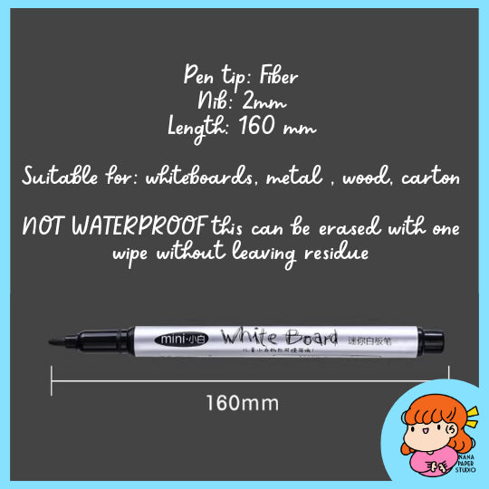 🇸🇬 Whiteboard Marker - Erasable in Glass Board Wood 1.0 MM Tip Thin Pen