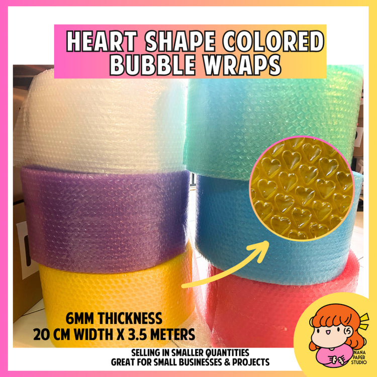 🇸🇬 Assorted Color Heart Bubbles Bubble Wrap Smaller Quantity Pink Purple Green Yellow Blue Nana Paper Studio 1 PC