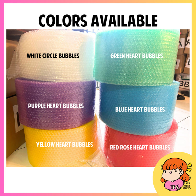 🇸🇬 Assorted Color Heart Bubbles Bubble Wrap Smaller Quantity Pink Purple Green Yellow Blue Nana Paper Studio 1 PC