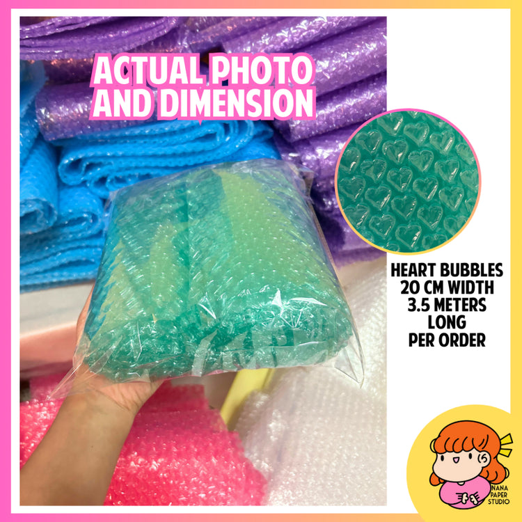 🇸🇬 Assorted Color Heart Bubbles Bubble Wrap Smaller Quantity Pink Purple Green Yellow Blue Nana Paper Studio 1 PC