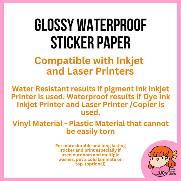 🇸🇬 A3 Sticker Paper Vinyl Labels Printable Inkjet Laser Printer White Nana Paper Studio