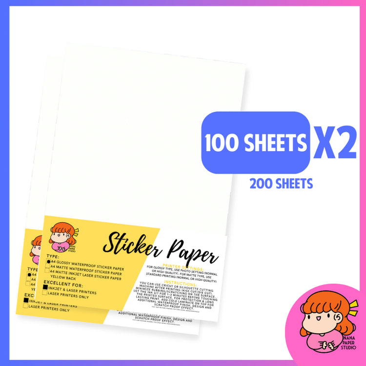 🇸🇬 A4 Matte Waterproof Sticker Paper 200 sheets - Inkjet Compatible Vinyl