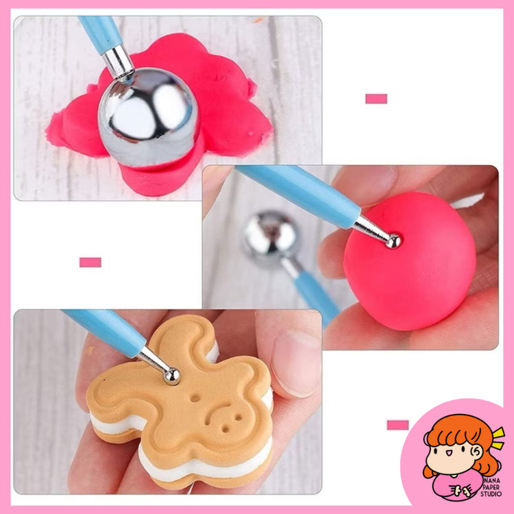 🇸🇬 Metal Ball Clay Shrink Sheet Fondant Cake Dotting Tool Mould Stainless Steel Ball Set - 4PCS