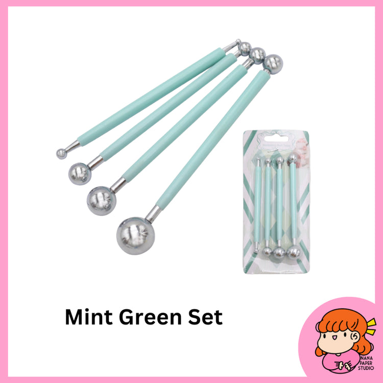 🇸🇬 Metal Ball Clay Shrink Sheet Fondant Cake Dotting Tool Mould Stainless Steel Ball Set - 4PCS