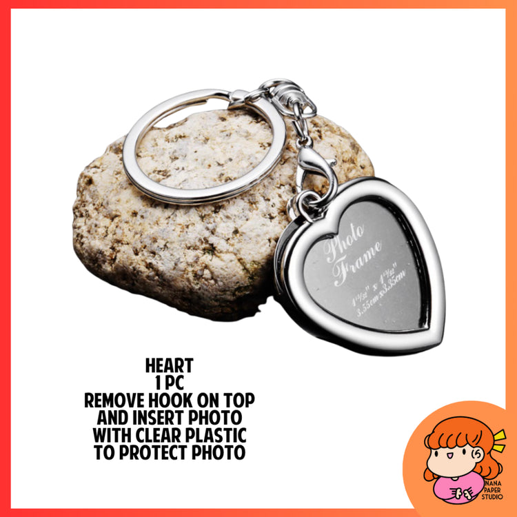 🇸🇬 DIY Metal Photo Insert Frame Picture Holder Car Key Chain Gift Keyring