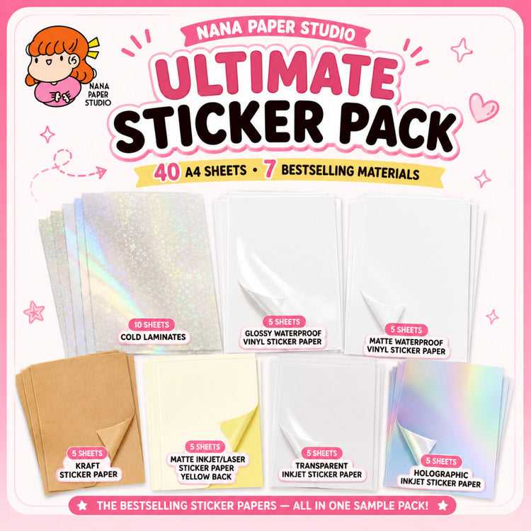 Ultimate Sticker Paper Pack Bundle - Nana Paper Studio for A4 Inkjet Printers