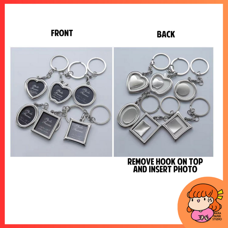 🇸🇬 DIY Metal Photo Insert Frame Picture Holder Car Key Chain Gift Keyring