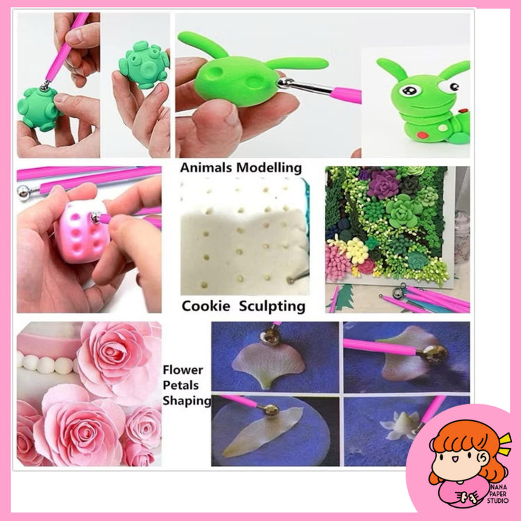 🇸🇬 Metal Ball Clay Shrink Sheet Fondant Cake Dotting Tool Mould Stainless Steel Ball Set - 4PCS