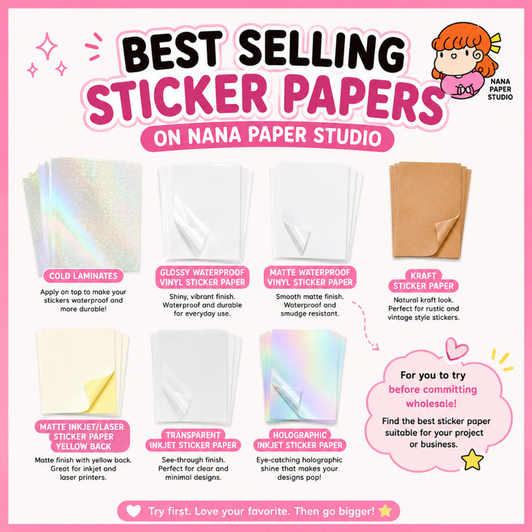 Ultimate Sticker Paper Pack Bundle - Nana Paper Studio for A4 Inkjet Printers
