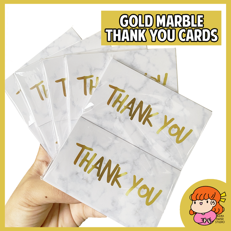 🇸🇬 45pcs Thank you Card Marble and Gold Design nanapaperstudio