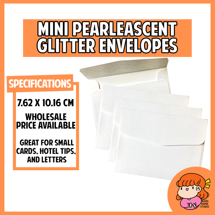 🇸🇬Mini Pearlescent Glitter Paper Envelopes for Small Cards Letters Invitations nanapaperstudio