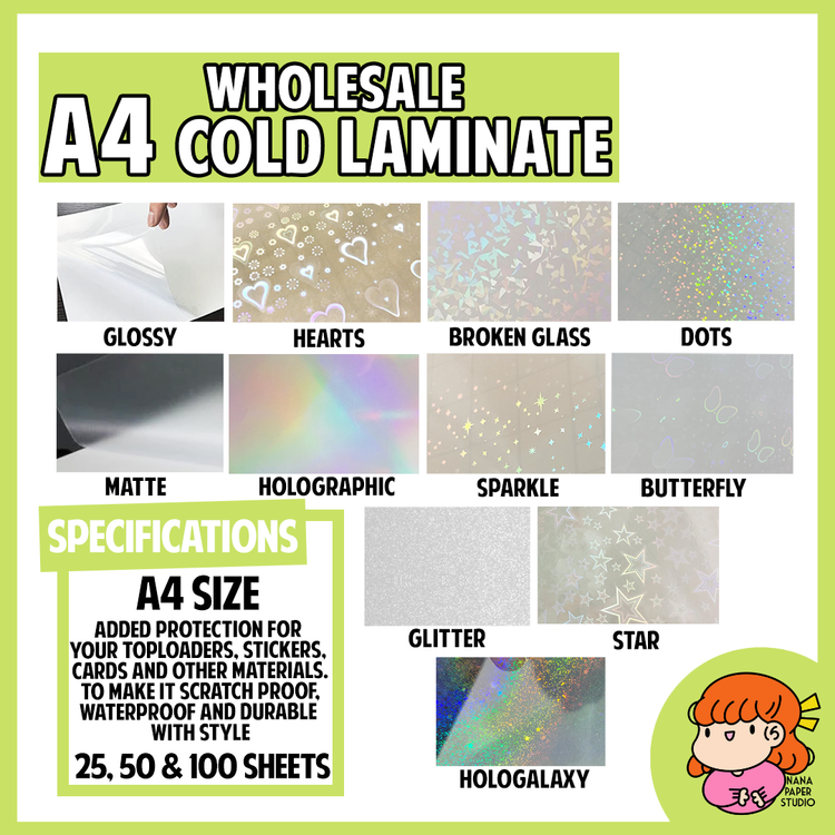 🇸🇬WHOLESALE Cold Laminate Photo Top Protective Sheets Glossy Matte Glitter Sparkle nanapaperstudio