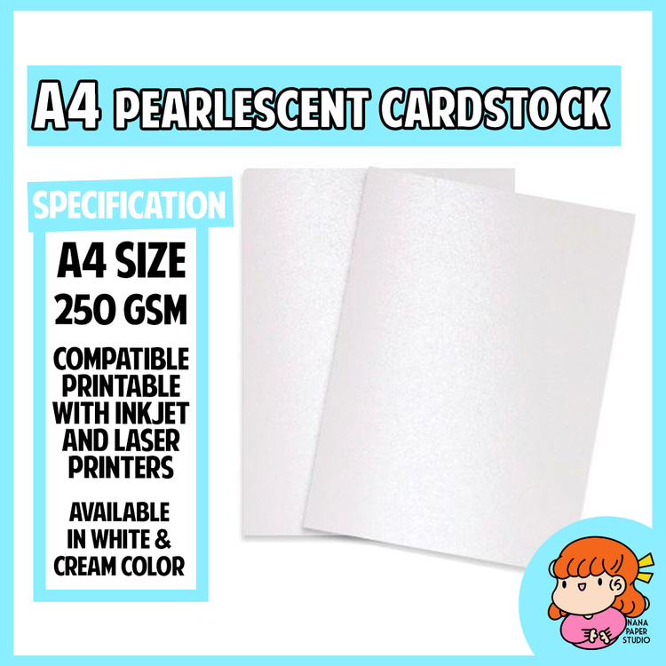 🇸🇬 A4 White Cream Special Pearlescent Glitter Sparkle Thick Art Card Cardstock Paper