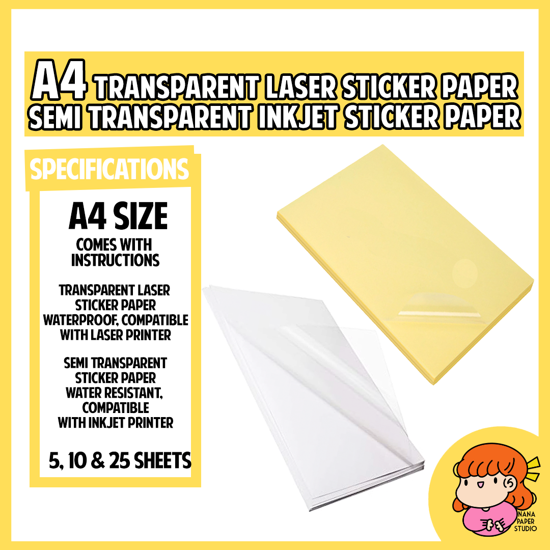 🇸🇬 A4 Transparent Laser Inkjet Printer Printable Sticker Paper ...