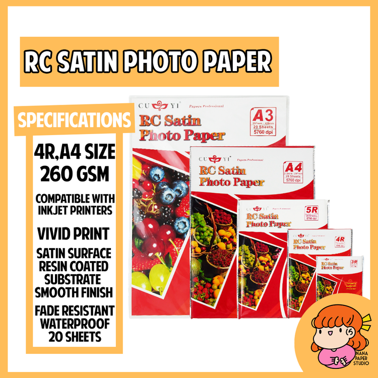 🇸🇬 RC Satin Textured Inkjet Photo Paper A4 4R 260gsm 20 Sheets